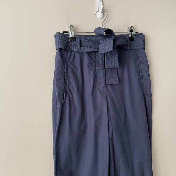 Aritzia Wilfred Tie-Front Straight Leg High Rise Pants Classic Navy Blue 4 - Picture 4 of 9